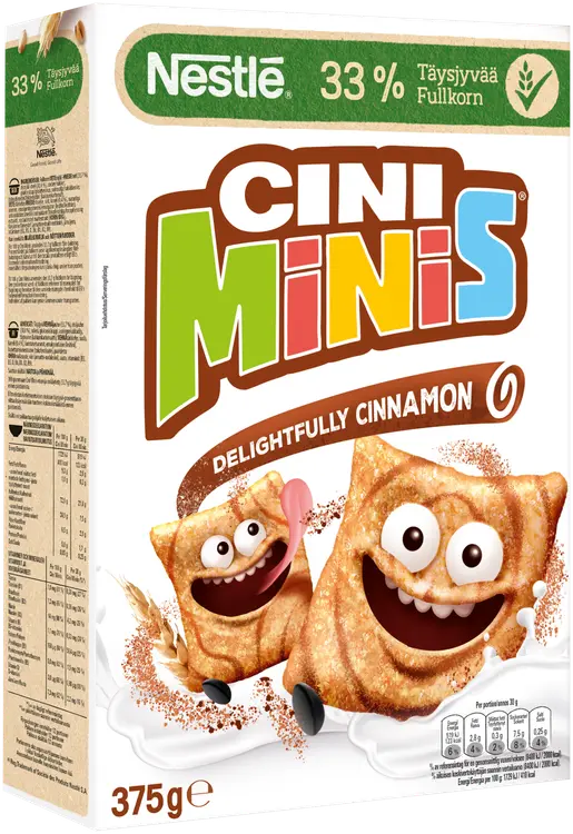 Nestlé CINI MINIS 375g kanelinmakuisia täysjyvävehnä-riisimuroja