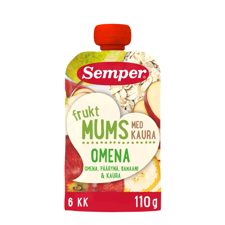 Semper Fruktmums Omena ja kaura 6kk hedelmäsose 110g