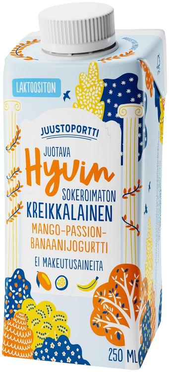 Juustoportti Hyvin kreikkalainen juotava jogurtti 250 ml mango-passion-banaani laktoositon