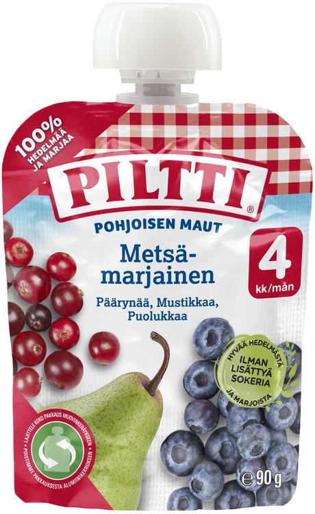 Piltti Pohjoisen Maut 90g Metsämarjainen marja- ja hedelmäsose 4kk annospussi