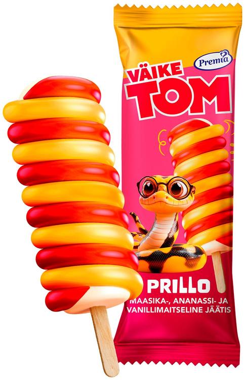 Väike Tom Prillo Maasika-ananassi-vanilli maitseline jäätis 75g/80ml