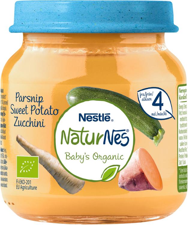 Nestlé NaturNes Luomu 125g Bataattia, palsternakkaa ja kesäkurpitsaa lastenateria 4kk