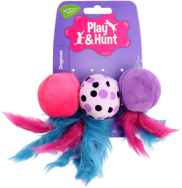 Dogman kissalelu 5cm 3p höyhenpallot pinkki