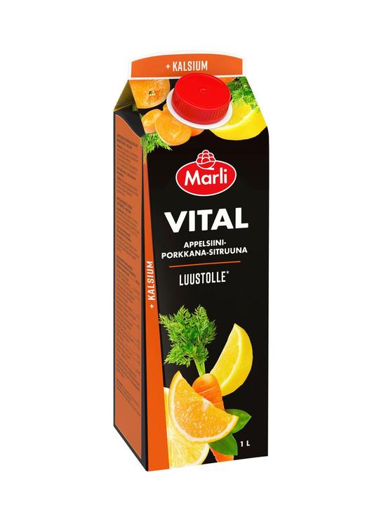 Marli Vital Appelsiini-porkkana-sitruunamehujuoma + kalsium vitaminoitu mehujuoma 1L