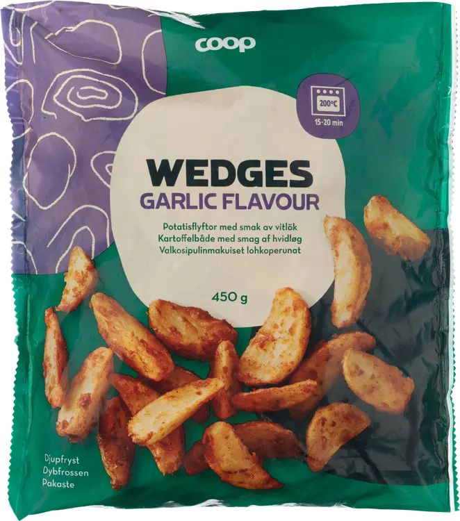 Coop kuorrutetut lohkoperunat valkosipuli 450 g pakaste