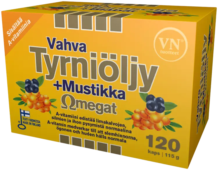 Vahva Tyrniöljy+Mustikka Omegat 120 kaps - ravintolisä Via Naturale