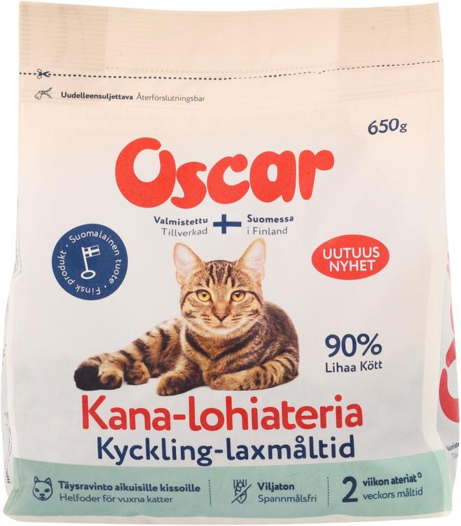 Oscar Kana-lohiateria kissoille täysravinto 650g