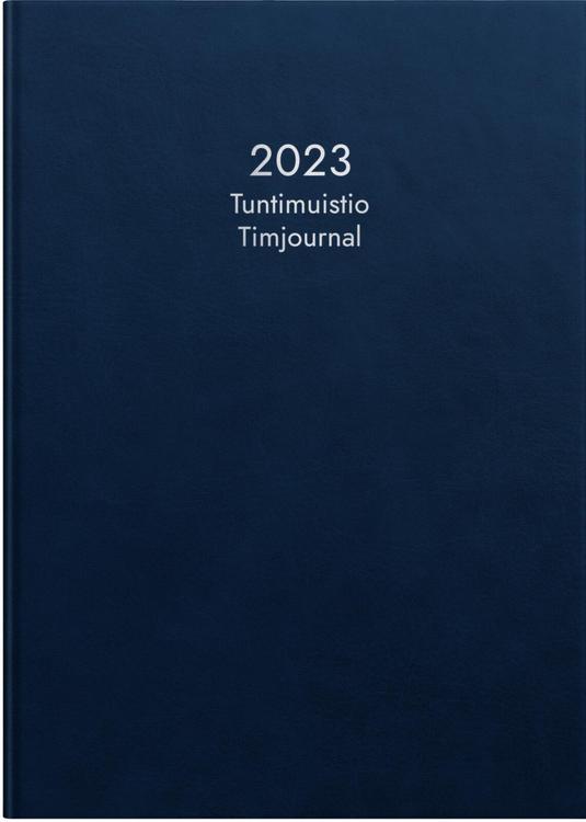 Burde vuosikalenteri 2023 Tuntimuistio, sininen keinonahkakansi, sidottu, A4, FSC Mix