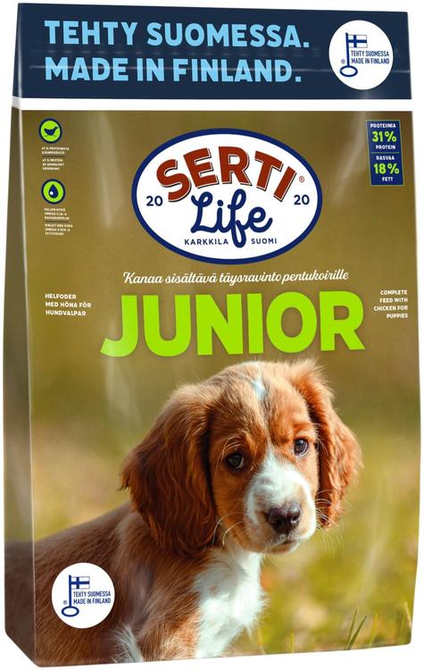 KOTIMAINEN SertiLife Junior, täysravinto koiranpennuille 4 kg