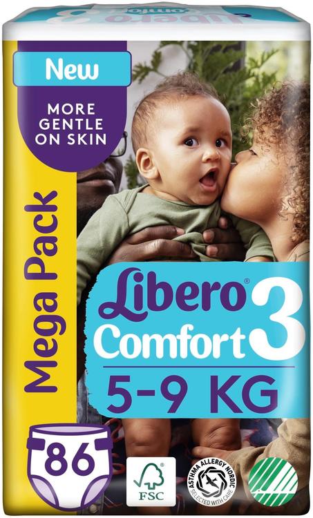Libero Comfort teippivaippa koko 3,  5-9 kg, 86 kpl