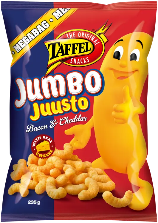 Taffel Jumbojuusto bacon & cheddar maustettu juustosnacks 235g