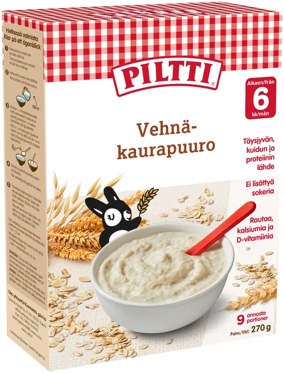 Piltti 270g Vehnä-kaurapuuro täysjyväpuurojauhe 6kk