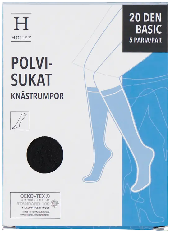 House naisten polvisukat basic 20 den musta, koko 36–42 5-pack