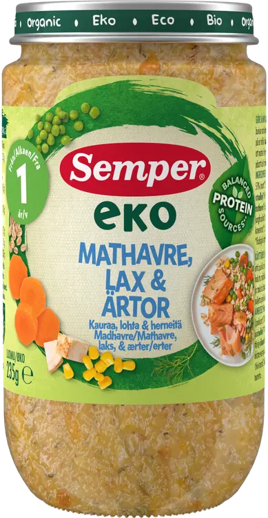Semper EKO Kauraa, lohta & herneitä 1v luomu lastenateria 235g