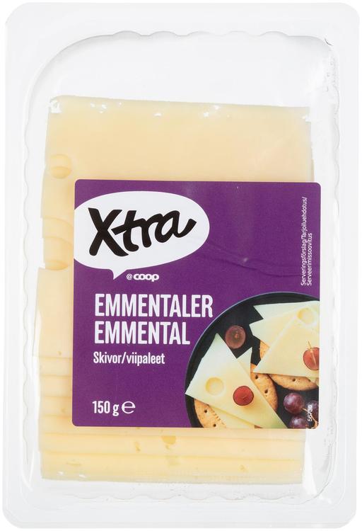 X-tra Emmental juust, viilutatud, 150g