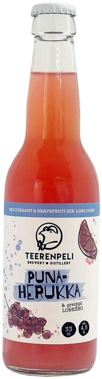 Teerenpeli punaherukka-greippi lonkero 4,5% 330ml long neck kertalasipullo