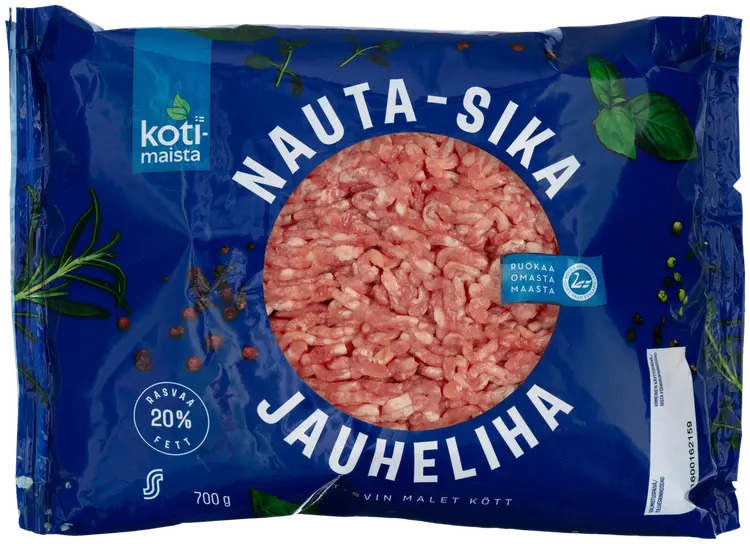 Kotimaista nauta-sika jauheliha 20 % 700 g