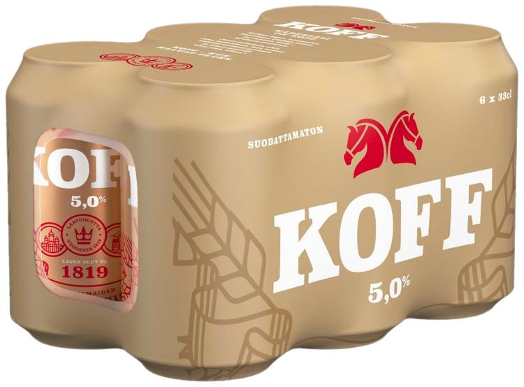 6-pack KOFF Suodattamaton olut 5 % tölkki 0,33 L