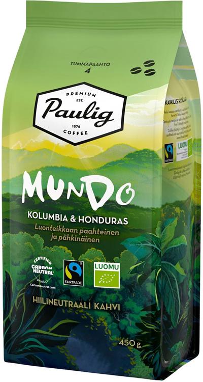 Paulig Mundo Colombia & Honduras luomu kahvi kahvipapu 450g
