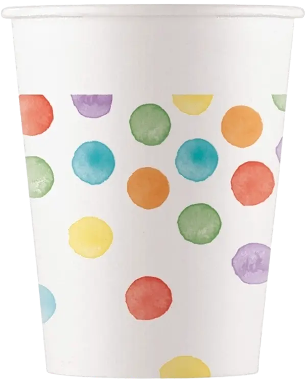 Procos FSC Paper Cup 200ml Multiwatercolor Dots 8 kpl