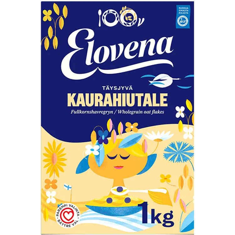 Elovena 1kg täysjyvä kaurahiutale