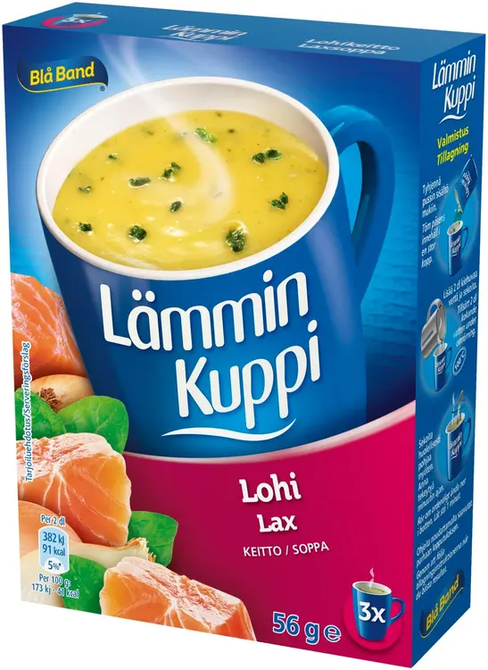 Blå Band Lämmin Kuppi vähälaktoosinen Lohikeitto 3x18g