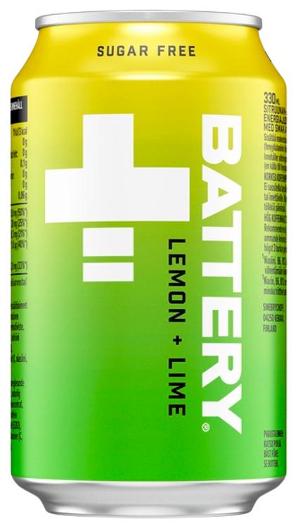 Battery Sugar free  Sitruuna-Lime energiajuoma tölkki 0,33 L