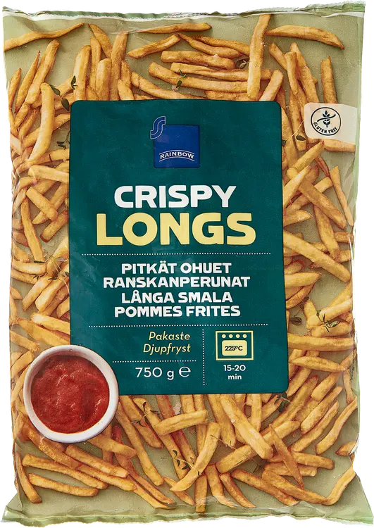 Rainbow 750g Crispy Longs ranskanperunat pakaste gluteeniton