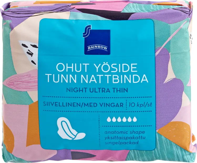 Rainbow ohut yöside 10 kpl siivellinen