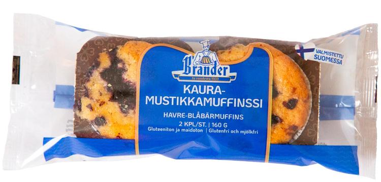Brander kaura-mustikkamuffinssi gton 2kpl/160g