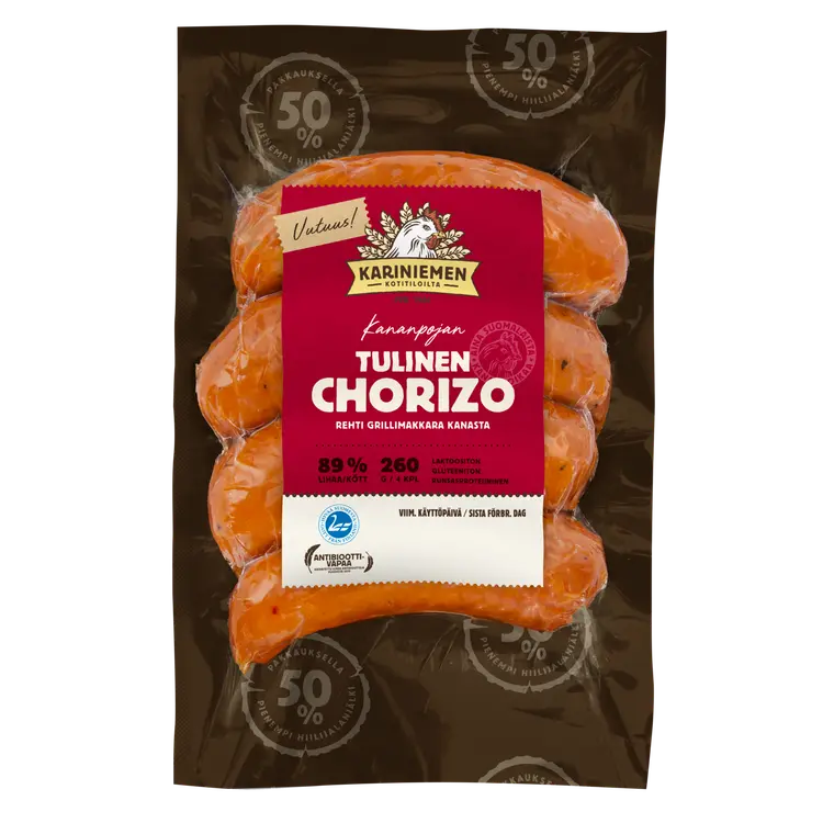 Kariniemen Kananpojan Tulinen Chorizo grillimakkara 260 g
