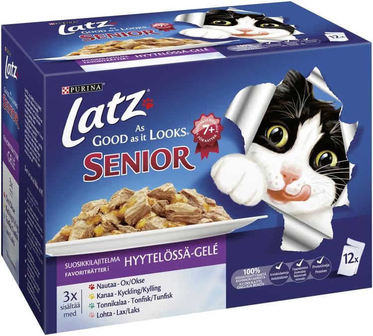 Latz 12x100g AGAIL Senior Suosikkilajitelma Hyytelössä lajitelma 4 varianttia kissanruoka