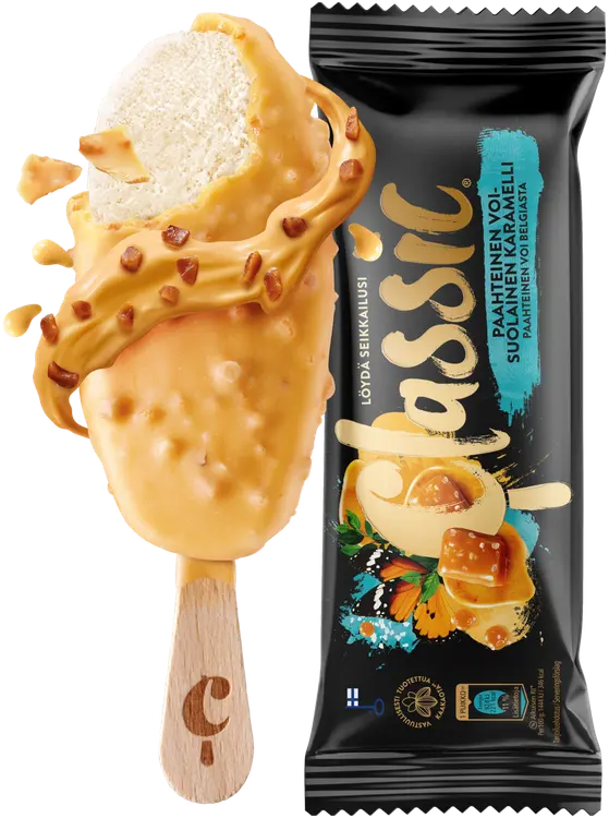 Classic Paahteinen Voi-Suolainen Karamelli kermajäätelöpuikko 64g/90ml