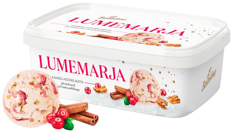 Lumemarja kaneeli-koorejäätis jõhvikalisandi ja Kreeka pähklitega 480