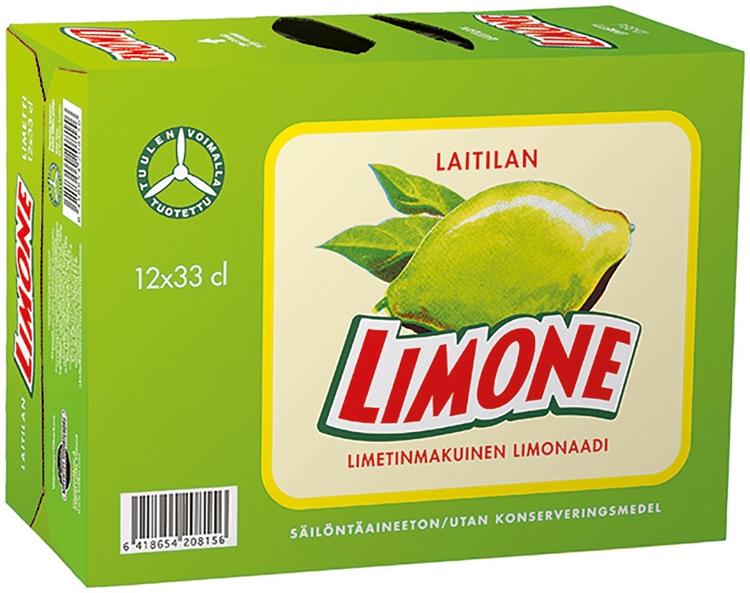 12 x Laitilan Limone 0,33L limetinmakuinen limonaadi