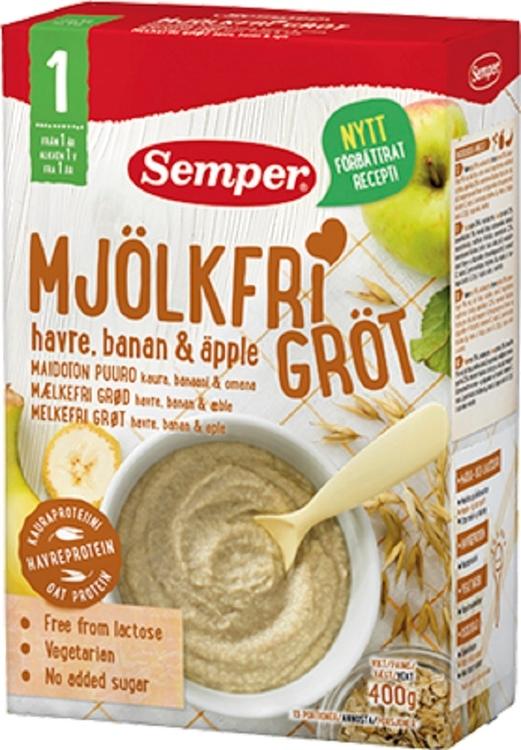 Semper 400g Maidoton puuro kaura, banaani & omena, puurojauhe alkaen 12 kk