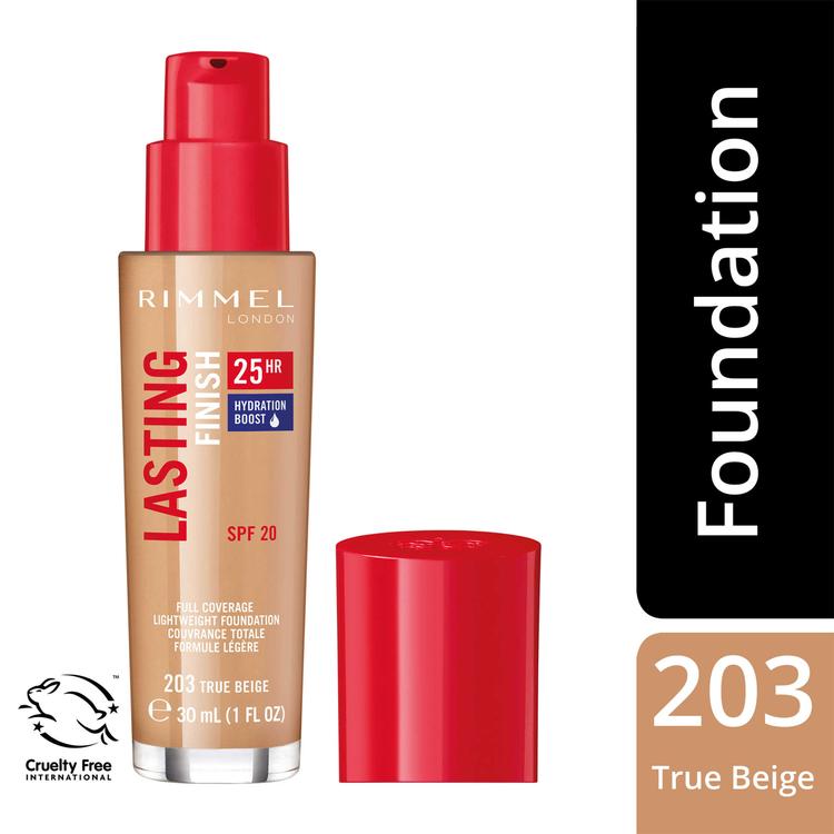 Rimmel Lasting Finish 25H Foundation meikkivoide 30ml, 203 True Beige