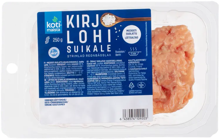Kotimaista Kirjolohisuikale 250g, miedosti suolattu