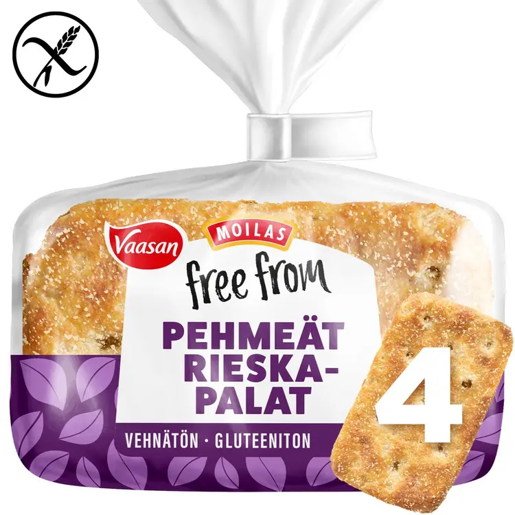 Vaasan Moilas Free From Pehmeät Rieskapalat  200 g 4 kpl gluteeniton rieska