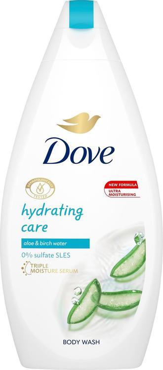 Dove  Hydrating Care Suihkusaippua  aloe veraa ja koivuveden aisteja virkistävä tuoksu   450 ml
