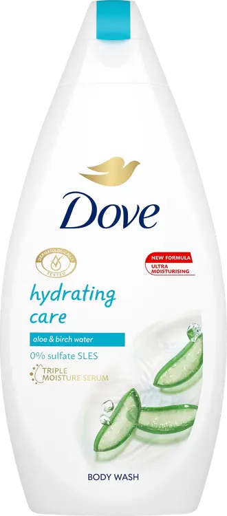 Dove Hydrating Care Suihkusaippua aloe veraa ja koivuveden aisteja virkistävä tuoksu 450 ml