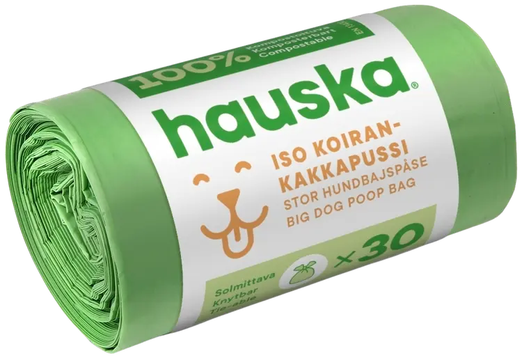 Hauska biohajoava koirankakkapussi iso 30kpl 200x360 solmittava vihreä
