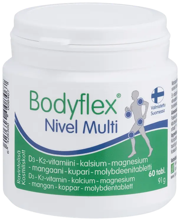 Bodyflex Nivel Multi D3- K2-vitamiini – kalsium – magnesium - mangaani – kupari - molybdeeni 60 tabl