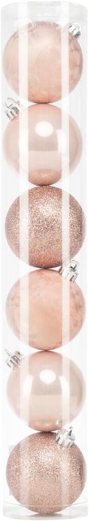 Joulupallo Tuubi 6 kpl 6 cm, pinkki