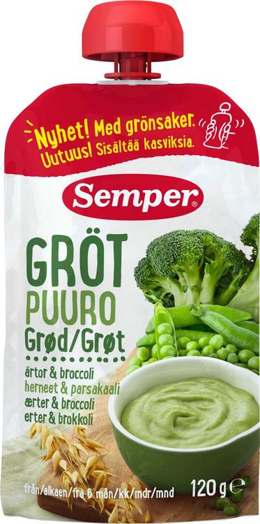 Semper Puuro Herneitä ja parsakaalia alkaen 6 kk käyttövalmis lastenpuuro 120g