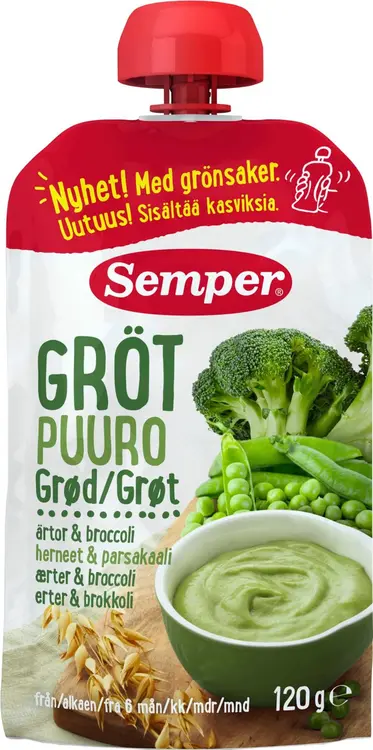 Semper Puuro Herneitä ja parsakaalia alkaen 6 kk käyttövalmis lastenpuuro 120g