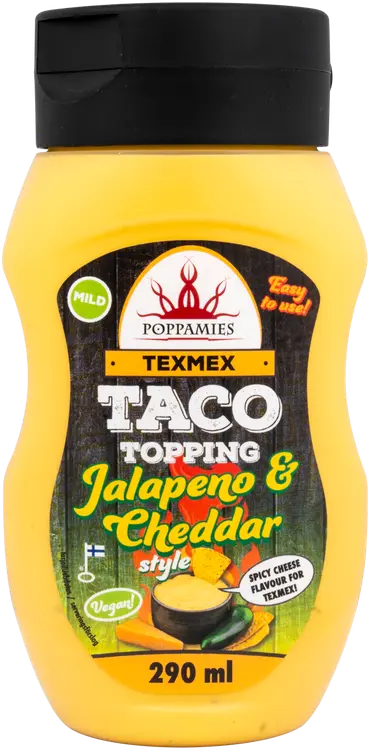 Poppamies Texmex Taco Topping Jalapeno & Cheddar Style maustekastike 290ml