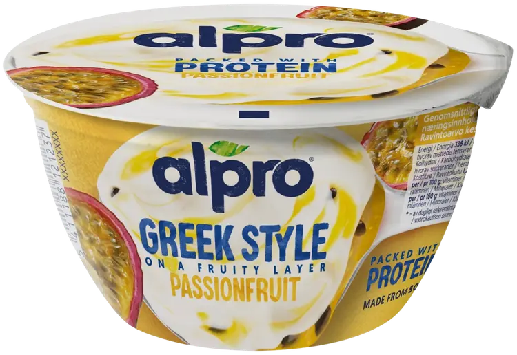 Alpro Greek Style Hapatettu soijavalmiste, passionhedelmä 150g