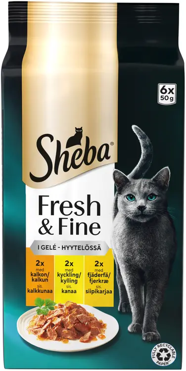 Sheba Fresh & Fine Siipikarjalajitelma hyytelössä 6x50g