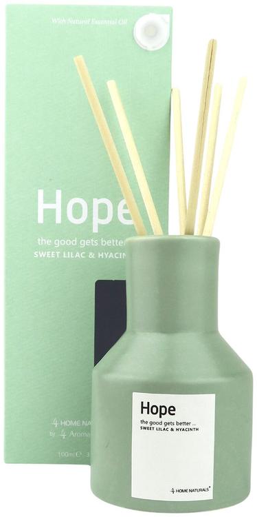 Huonetuoksu Hope 100 ml. Tuoksuna Sweet Lilac & Hyacinth. Huonetuoksussa käytetty luonnollisia eteerisiä öljyjä.
